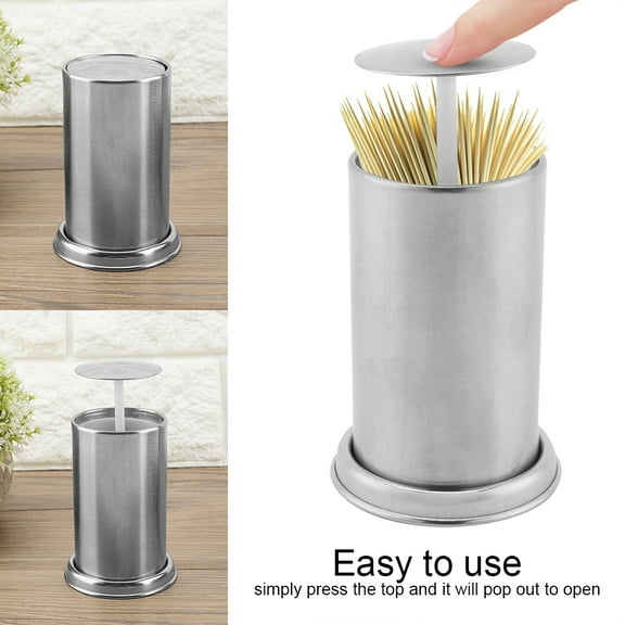 YLSHRF Toothpick Dispenser, Metal Toothpick Holder,Stainless Steel Toothpick Holder Hotel Restaurant Home Desk Decor Cotton Swab Storage Container