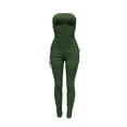 thumbnail image 3 of Seyurigaoka Women Off Shoulder Romper, Adults Sexy Solid Color Side Cutout Lace Up Ruched Jumpsuit, 3 of 5