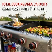 Royal Gourmet GD403 4-Burner Portable Flat Top Gas Grill and Griddle Combo Grill with Folding Legs
