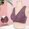 thumbnail image 3 of Baywell Women's Zip Front Sport Bra Plus Size Wirefree Lace Bra Full Coverage T-Shirt Bra Dark Pink 36/80-52/120, 3 of 11