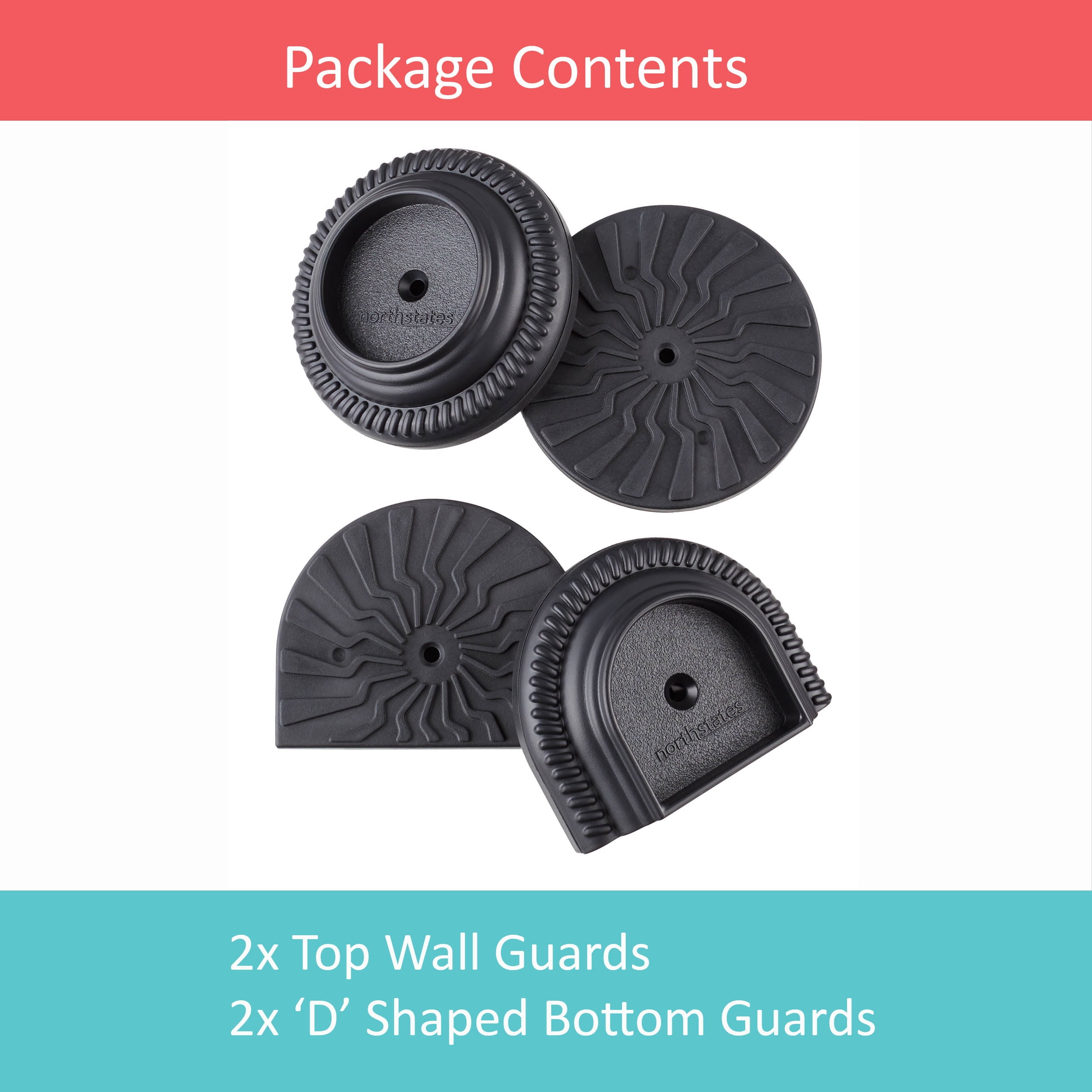 Toddleroo by North States Baby Safety Gate Wall Guards, 4 Count, Black