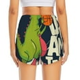 thumbnail image 4 of Xecao's Dinosaur Basketball Player for a double-layer running short for women, perfect for gym, tennis, and more, featuring a convenient pocket., 4 of 9