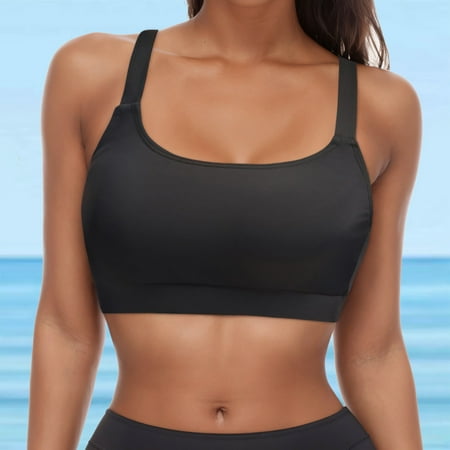 Womens Bikinis Summer Solid Color Strappy Full Coverage Push Up Bra Tankinis Swimsuits Activewear