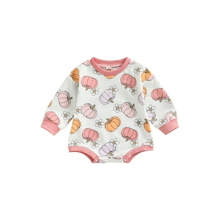 

Baby Boys Girls Halloween Clothes Romper Pumpkin Letter Print Long Sleeve Crew Neck Jumpsuit