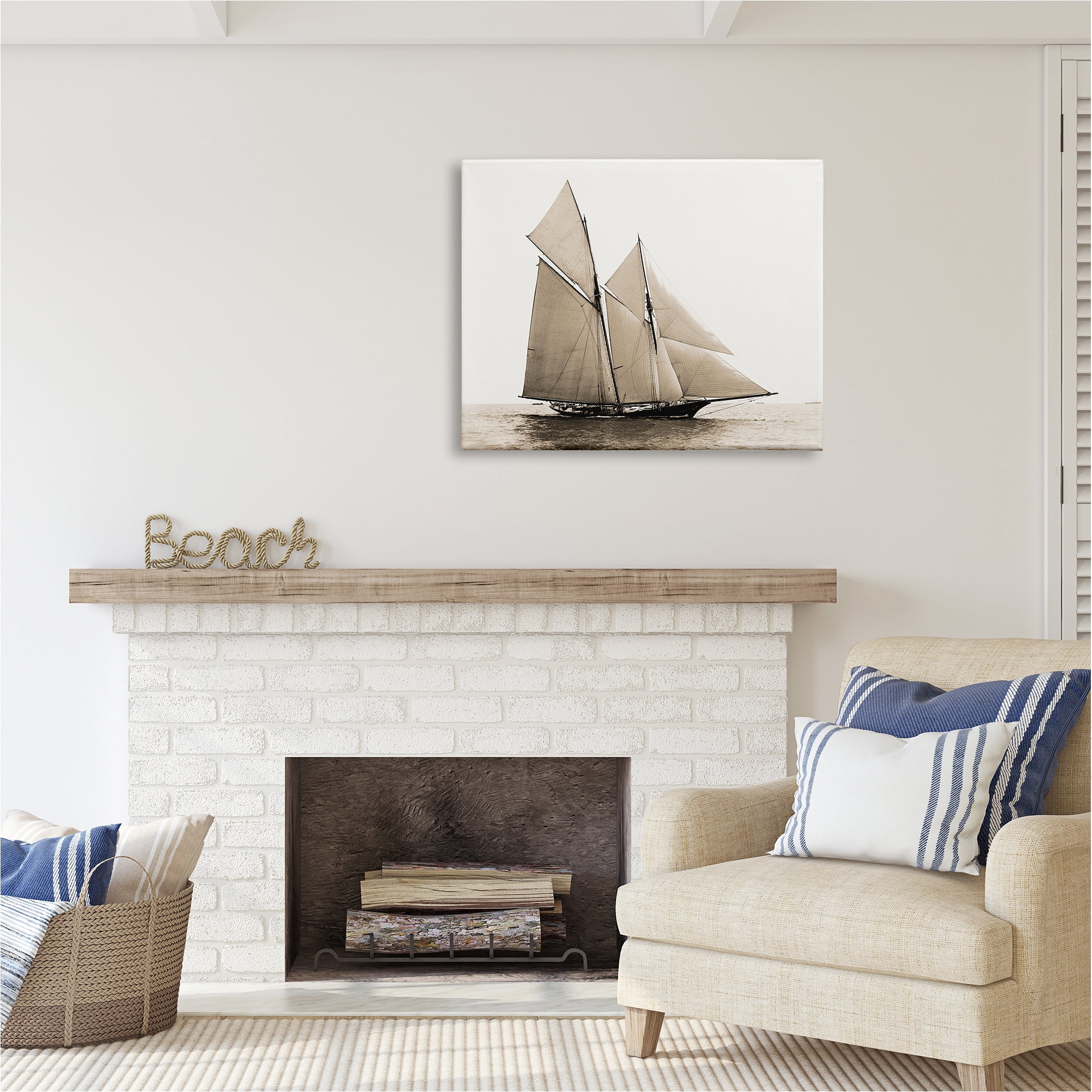 Stupell Industries Vintage Sailboat Photography Transportation Photography Gallery Wrapped Canvas Art Print Wall Art, 40 x 30