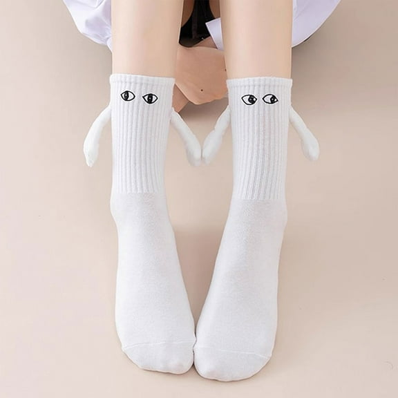 TONAIN Walk in Clouds of Comfort HIMIWAY All-Season Sock Options Hand In Hand Magnetic Socks, Couple Holding Hands Stockings, Hand In Hand Friend Socks, Mid-Tube Cute Couple Socks White One Size