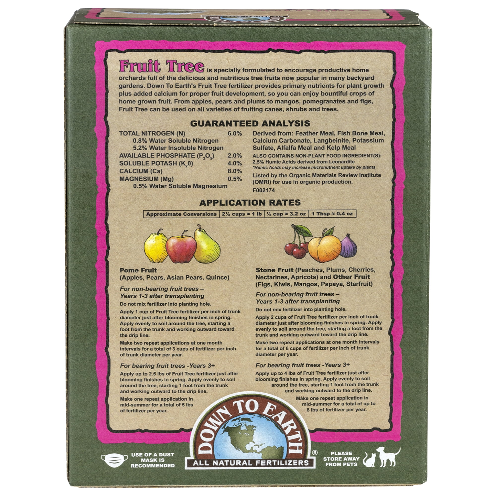 Down To Earth Fruit Tree Natural Fertilizer 6-2-4 OMRI 5lb