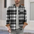 thumbnail image 5 of Felirenzacia Men’s Brushed Plaid Flannel Shirt, Warm Soft Cotton Button Up Workwear Top with Adjustable Cuffs, Black,2XL, 5 of 5