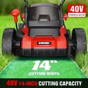 EWORK 40V Electric Lawn Mower Cordless, 14 Electric Push Mower with 2x4.0Ah Batteries & Charger, 3800RPM Motor, 6-Height Adjustment, 21Lbs Lightweight Battery Powered Lawnmower for Garden, Small Yar