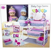 Lissi: 12 Twin Baby Dolls & Care Center Set - Pink-Blue Unicorn Onesies, Hats, Multi-Purpose Play Station, Toy Feeding Accessories, Blankets, Kid 3+