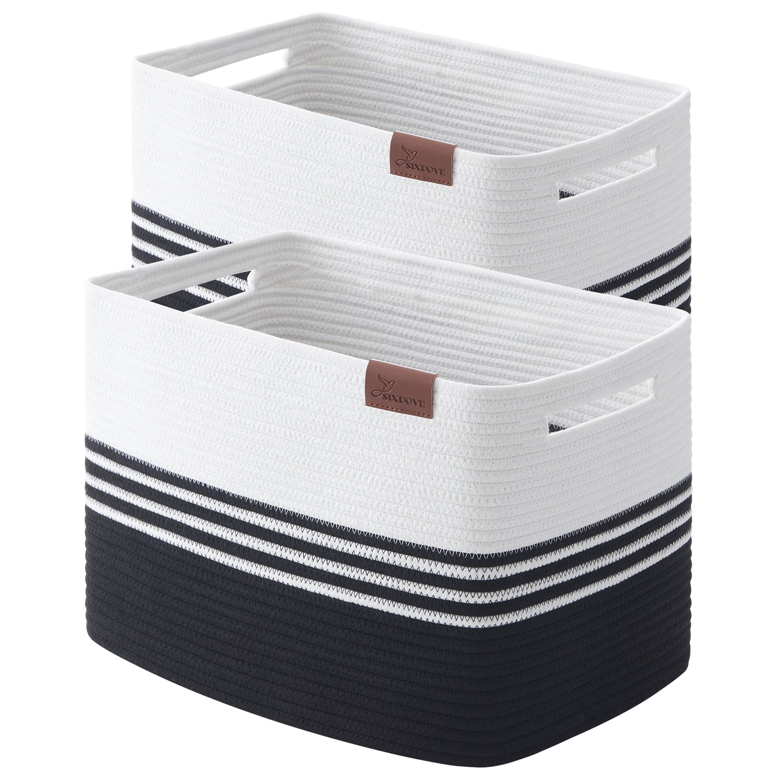 CherishGard Cotton Laundry Basket Woven Rope Laundry Hamper Storage