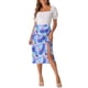 thumbnail image 2 of Faldas hawaianas para mujeres INSPIRE CHIC 2024, falda tropical con fruncido frontal y abertura, azul, para la playa de verano, 2 of 6