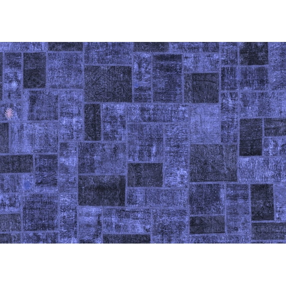 Ahgly Company Indoor Rectangle Patchwork Blue Transitional Area Rugs, 5' x 8'