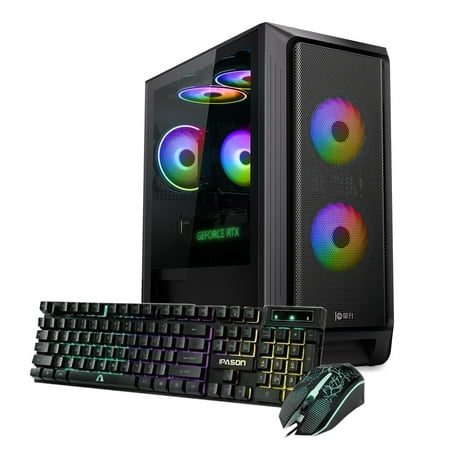 IPASON Gaming Desktop PC, Intel i5-13490F, GeForce RTX 4060Ti, 16GB DDR5 4800, 1TB NVMe SSD, RGB, Windows 11 Home 64-bit