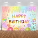 thumbnail image 1 of Fondo de donut de feliz cumpleaños para niñas, dulces decoraciones de fiesta de cumpleaños, fondo, pastel, mesa, pancarta, 1 of 4