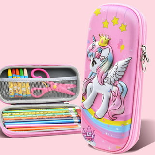 Zipit Fluffy Pencil Case for Girls, Furry Unicorn Pencil Box, Sturdy with Zipper Closure (Unicorn)