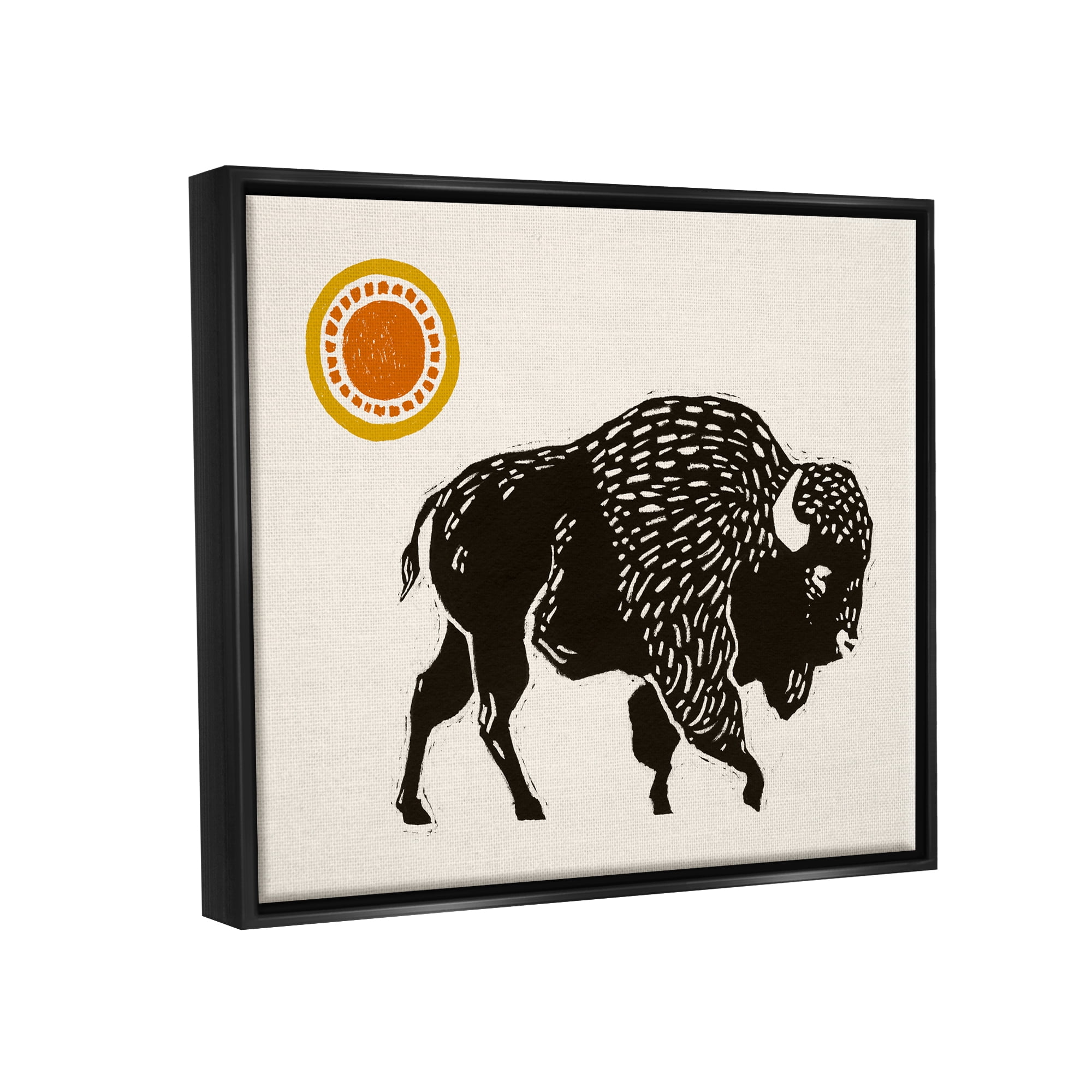 Stupell Industries Southwestern Bison Portrait Animals & Insects Painting Black Floater Framed Canvas Art Print Wall Art, 31 x 25