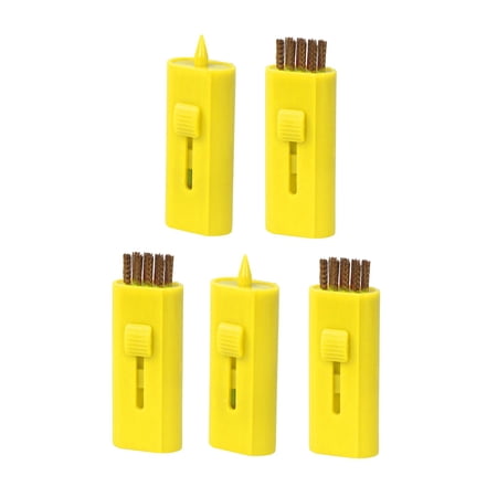 lacooooppia 5 Pieces Golf Club Cleaning Brush Wire Brush Maintenance Ideal Gift Compact Groove Cleaning Portable Double Sided Tool Pocket Yellow