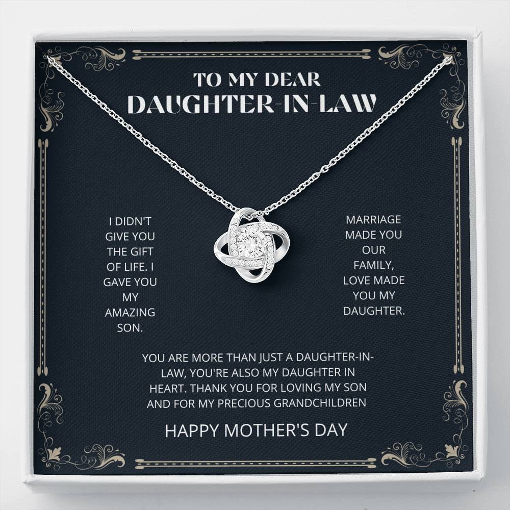 To My Daughter In Law Necklace Jewelry Birthday Gift For Daughter From Parent… Daughter Love Knot Chain Pendant Love Knot Necklaces With Box Card Alluring Jewelry Anniversary For Girl 