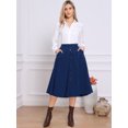 thumbnail image 4 of DARING DIVA Women's High Waist A Line Midi Skirts with Pockets X-Large Dark Blue, 4 of 6