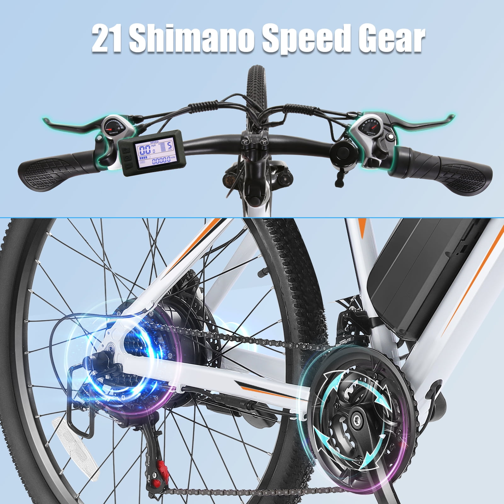 Gocio 500W Electric Bike for Adults, 26" Mountain Electric Bicycle with 5 Riding Modes Ebike, 48V 7.8Ah Battery, 21 Speed, 19.8 mph Aluminum Alloy Electric Commuter Bike UL2849, Ebike for Man