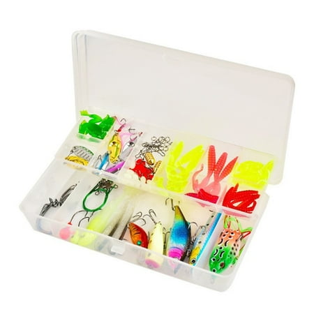 AQGT 92Pcs/Set Fishing Lure Kit with Jig Head Hook Assorted Colorful Worm Frog Soft Bait Artificial Hard Lure Metal Spinner Sequins Outdoor Fishing Accessories