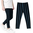 thumbnail image 5 of JURANMO Girls Leggings Vertical Striped Print Elastic Waist Halloween Party Tight Pants Full Length Casual Legging for Kids Fall Savings Navy 4 Years, 5 of 7