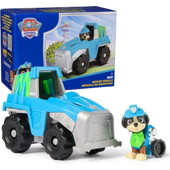 Paw Patrol, Rex’s Dinosaur Rescue Vehicle, Toy Truck with Collectible Action Figure