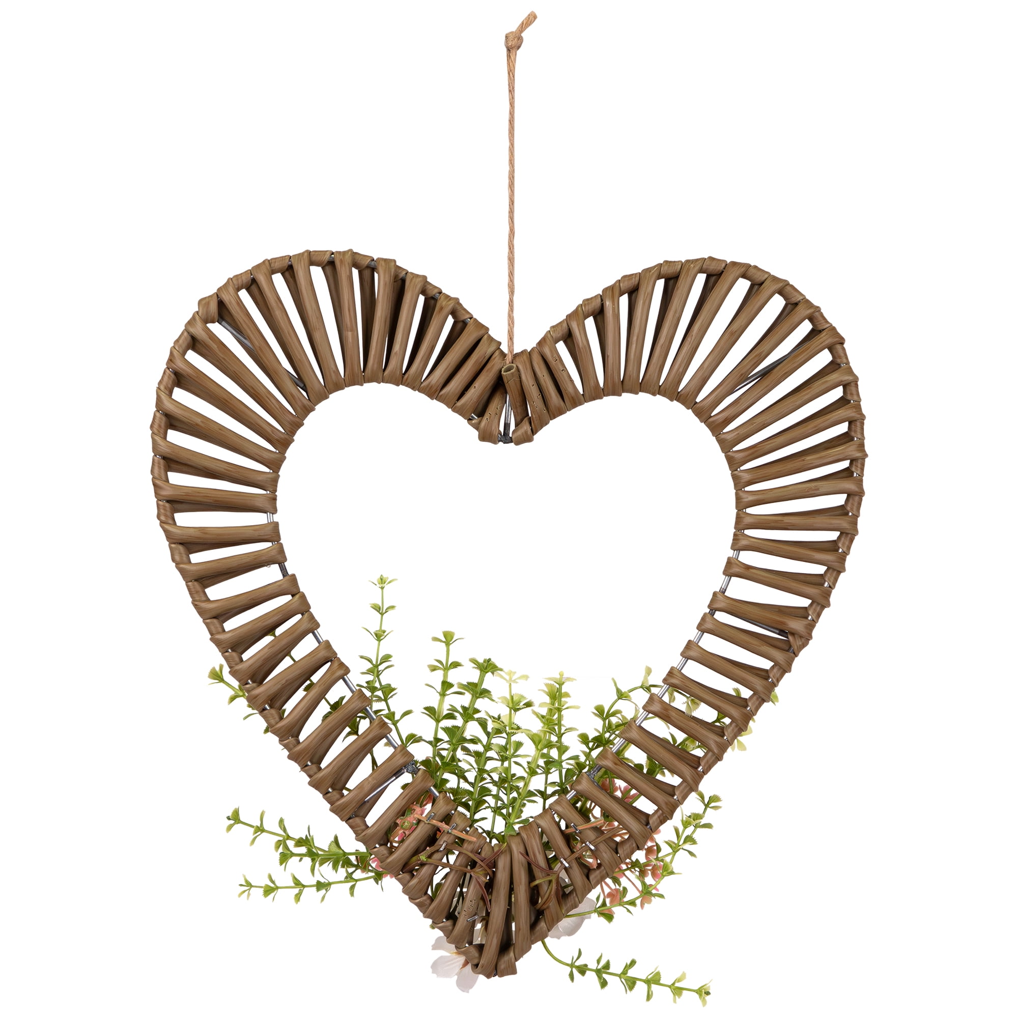 Northlight Decoration, Wrapped Floral Heart Spring Brown, 12 Inch