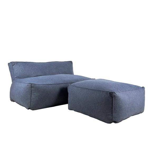 Love Seat Puff con Taburete Ferrara Azul Kessa Muebles