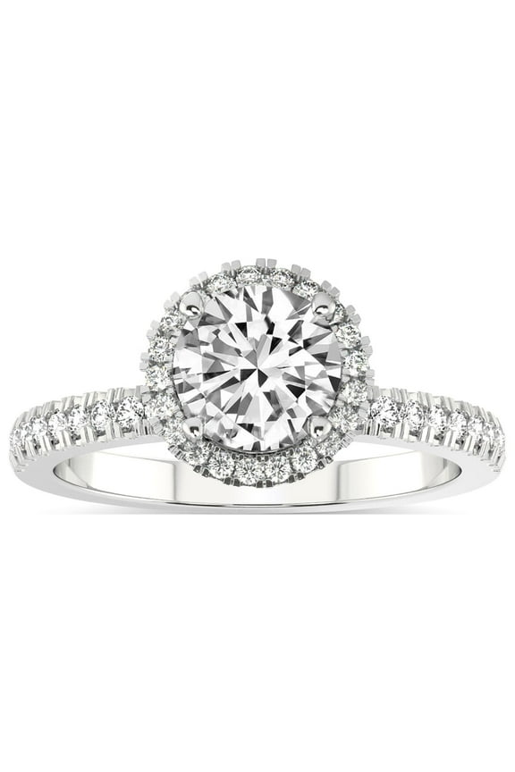 IGI Certified 1 Carat Round Shape Lab Grown Diamond Engagement Ring | 14K White Gold |Elle Classic Halo Diamond Ring | FG-VS1-VS2 Quality Friendly Diamonds