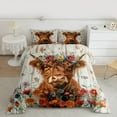 thumbnail image 2 of Castle Fairy Farm Animal Cattle 3 Pieces Queen Comforter Set for Teenagers,Vintage Farmhouse Highland Bull Ultra Soft Bedding Sets,Retro Aesthetic Floral Flowers Bedding Comforter Set Breathable, 2 of 8