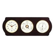 International Brass Quartz Clock Barometer Thermometer with Hygrometer - Ash Wood