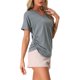 thumbnail image 4 of INSPIRE CHIC Camisetas de pijama para mujeres, camisetas de pijama suaves y cómodas, tops de sueño de cuello en V y manga corta, L Gris, 4 of 5