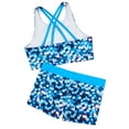 thumbnail image 5 of iiniim Girls' Kids 2-Piece Active Dance Sport Outfits Racer Back Top and Booty Short Gymnastics Size 4-14 A Blue 10, 5 of 7