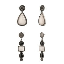 The Pioneer Woman Adult Female Silver-Tone Metal Agate Stone Drop 2pc Earring Set