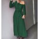 thumbnail image 4 of Vestido De Dama, Dobladillo Ancho, Vestido Largo Casual, Manga De Linterna De Color Puro Para Niñas Para Fiesta ANGGREK No, 4 of 7
