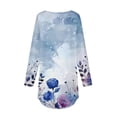 thumbnail image 4 of Viikei Long Sleeve Shirts for Girls,Women's Long-sleeved Crew-neck Drop Shoulder Casual Printed Blue XL, 4 of 5