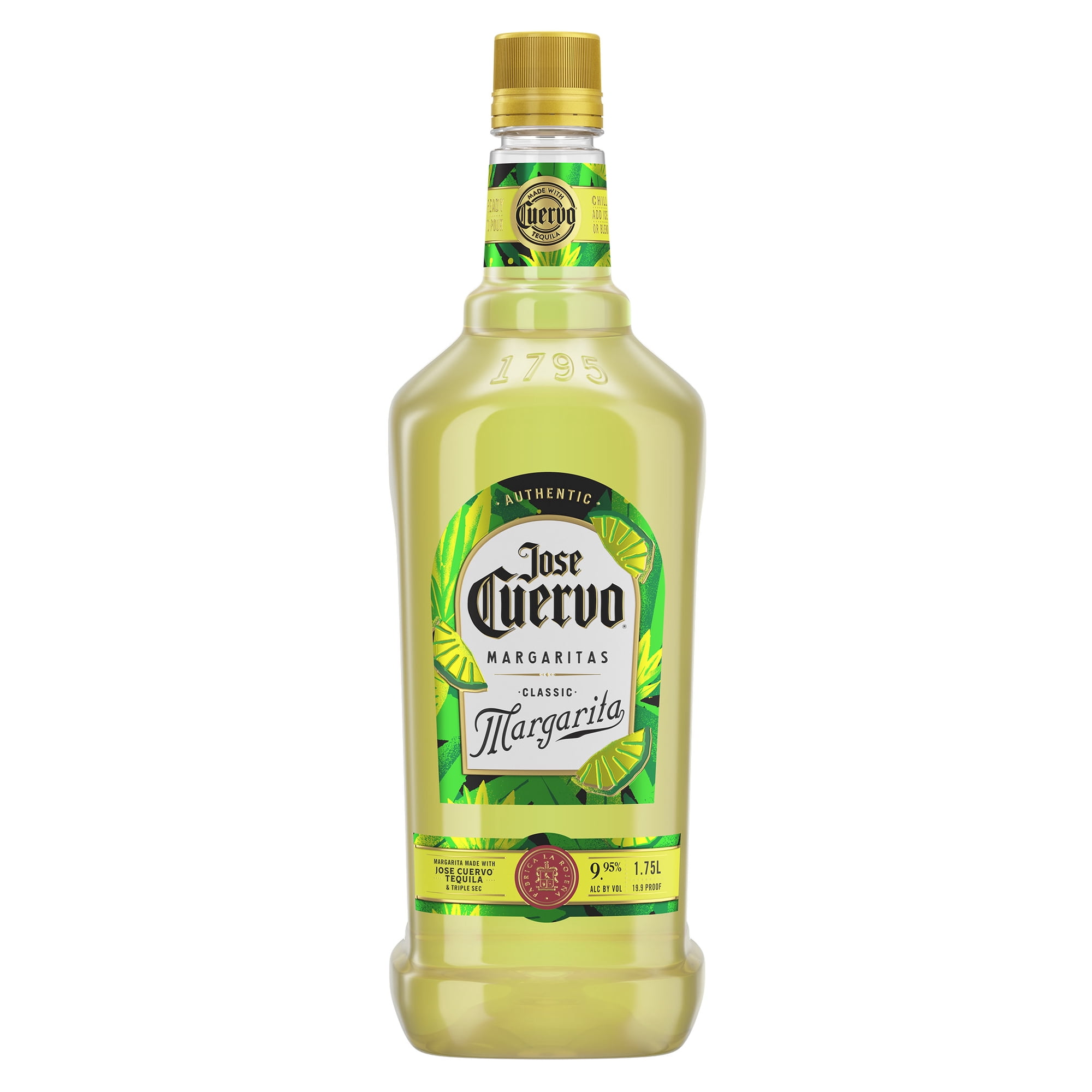 Jose Cuervo Authentic Margarita Classic Lime Cocktail, 1.75 L Plastic Bottle, 9.95% ABV