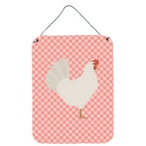 Caroline's Treasures BB7840DS1216 Leghorn Chicken Pink Check Wall or Door Hanging Prints, 12x16, multicolor