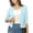Powder blue, variant on Women'S 3/4 Sleeve Cropped Cardigan Sweater Elegant Shrugs For Women Simple And Versatile Short Brown color 2XL