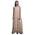 thumbnail image 1 of Bimba Chemise de Nuit Imprimée Feuilles Florales & Pivoines pour Femmes Robe Maxi à Bretelles Spaghetti Petite, 1 of 5