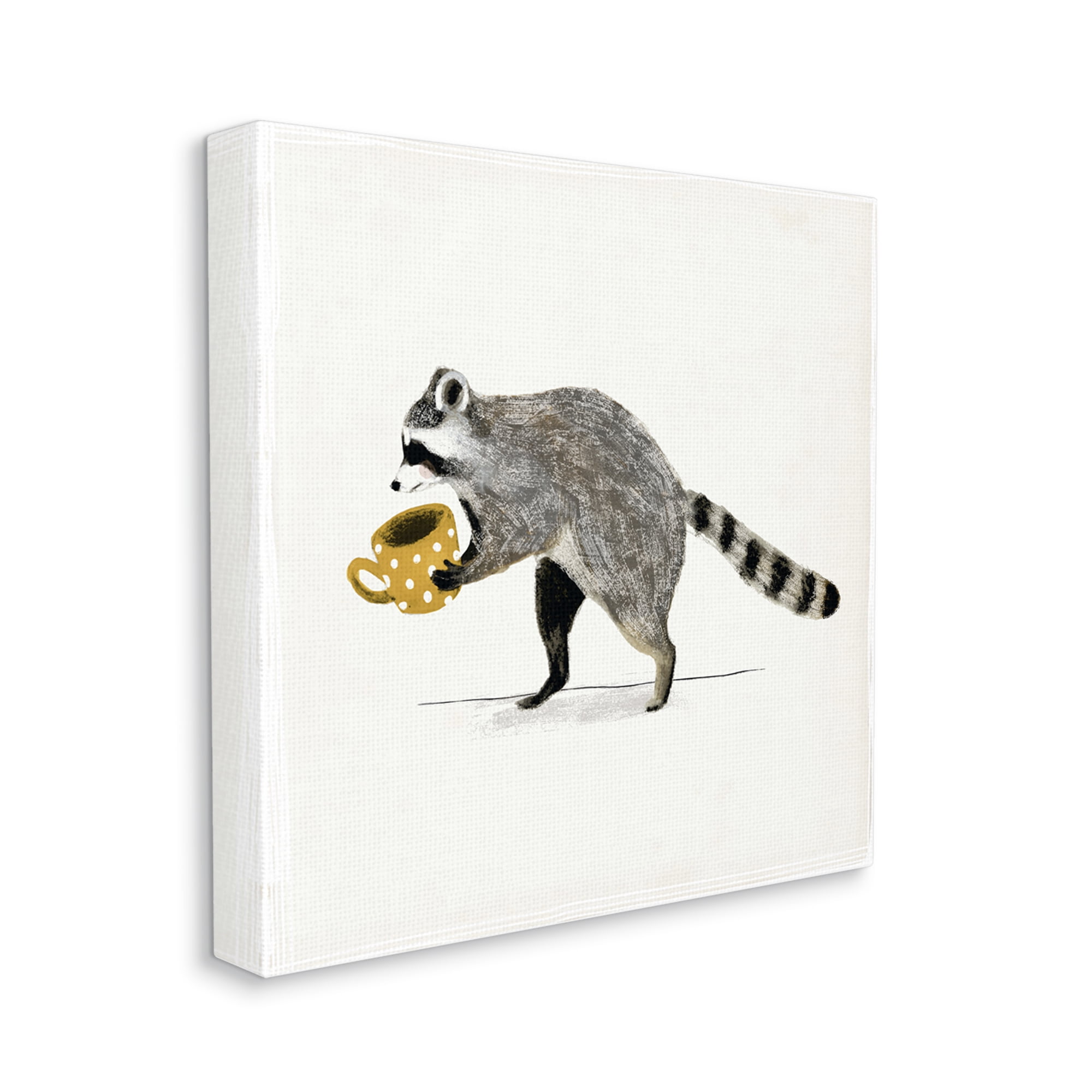 Stupell Industries Raccoon & Coffee Mug Animals & Insects Painting Gallery Wrapped Canvas Print Wall Art, 30 x 30