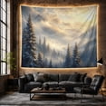 thumbnail image 6 of Winter Mountain Landscape with Sunlit Peaks in Misty Valley, Serene Illustration for Nature Lovers, Scenic Nature Art, Housewarming Gift Tapestry Wall Hanging for Living Room and Bedroom, 6 of 7