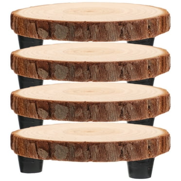 Alvinma 4.33" x 4.33" x 4.33" Brown Wood Plant Stand (2 Count)