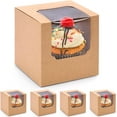 thumbnail image 7 of CEYAZYE 20Pcs Paper Cupcake Boxes Pre-Assembled Baking Paper Cupcake Boxes with Transparent Windows Liners for Family Gatherings,Weddings,Coffee Shops,Bakeries,Birthday Parties(3.5“x3.5”),Brown, 7 of 7