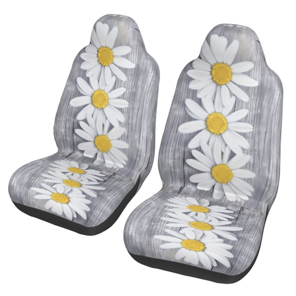 KAKALAD Summer Daisy Flowers Car Accessories Seat Covers Set Vehicle Seat Covers Universal Front Seats Protector 2 Pcs