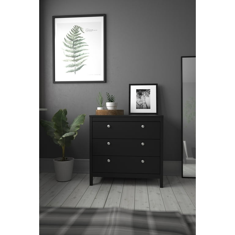 Madrid Modern 3 Drawer Dresser Chest Black Matte Walmart