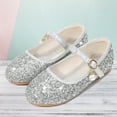 thumbnail image 2 of Girls Dress Shoes MaryJane Flower Wedding PartyBridesmaids Shoes Glitter PrincessBallet Flats for Kid Toddler, 2 of 9