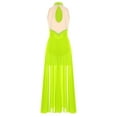 thumbnail image 4 of iiniim Women's Long Lyrical Dance Contemporary Costume Sleeveless Split Maxi Dress Ballroom Dancewear Fluorescent Green L, 4 of 7